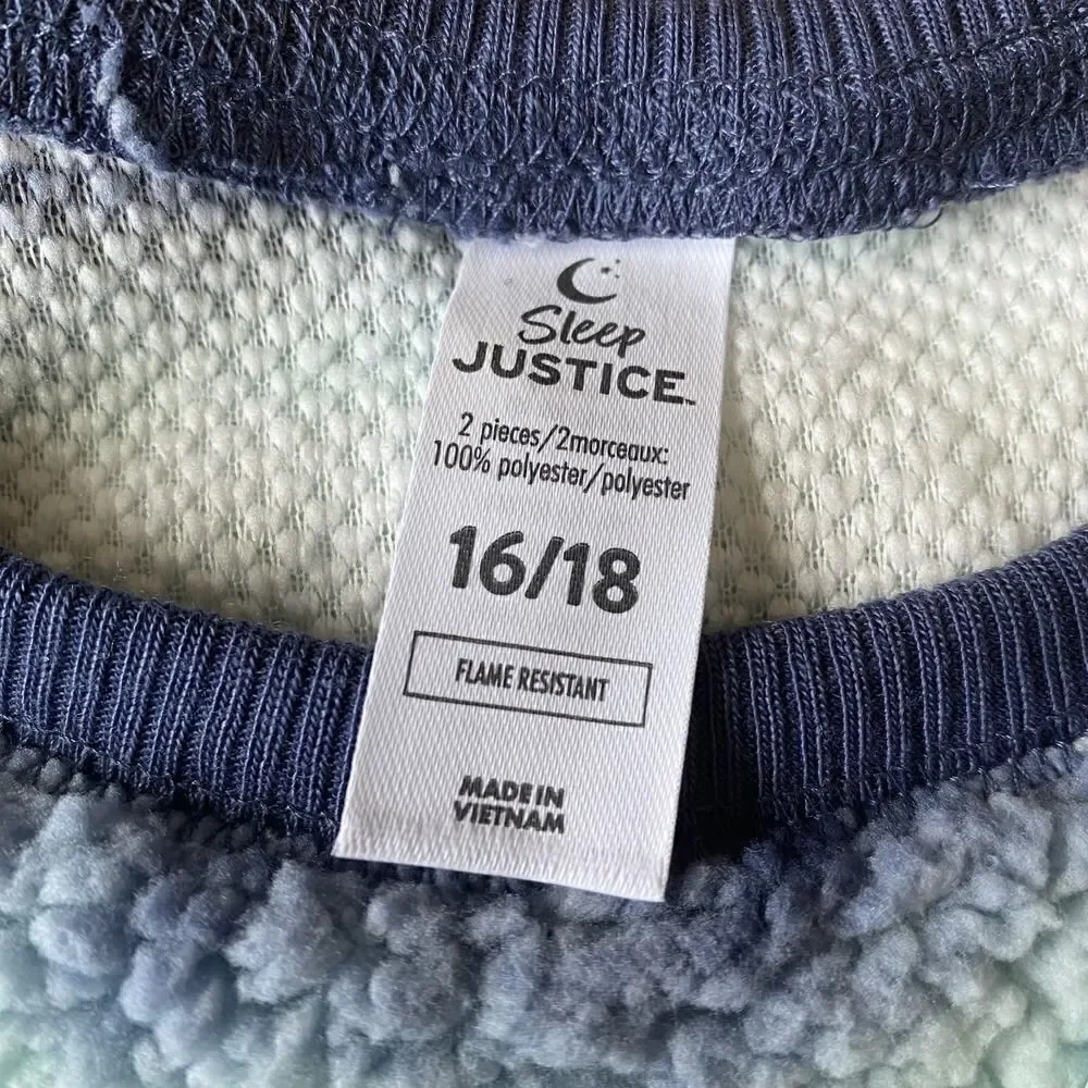 Justice Sherpa Tie Dye Pajama Set Blue Pink 16/18